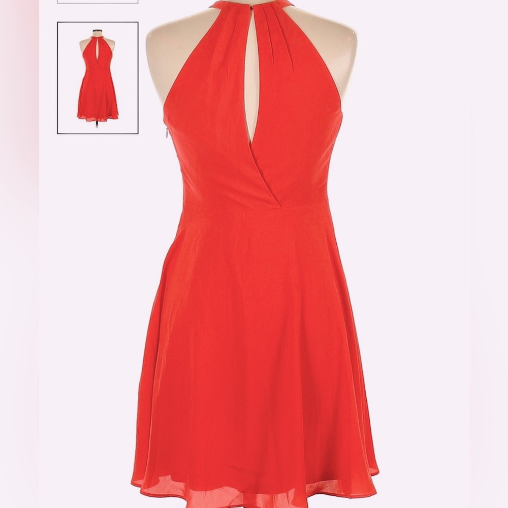 EXPRESS Sleeveless keyhole fit & flare silhouette cutouts side zipper mini dress